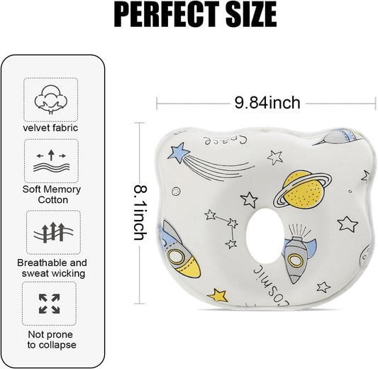 Baby Pillow,Cute Cartoon Bear Soft and Cozy Shaping Pillow, Breathable Bedding Set for Infants for Small Boys and Girls Prevent Flat Head