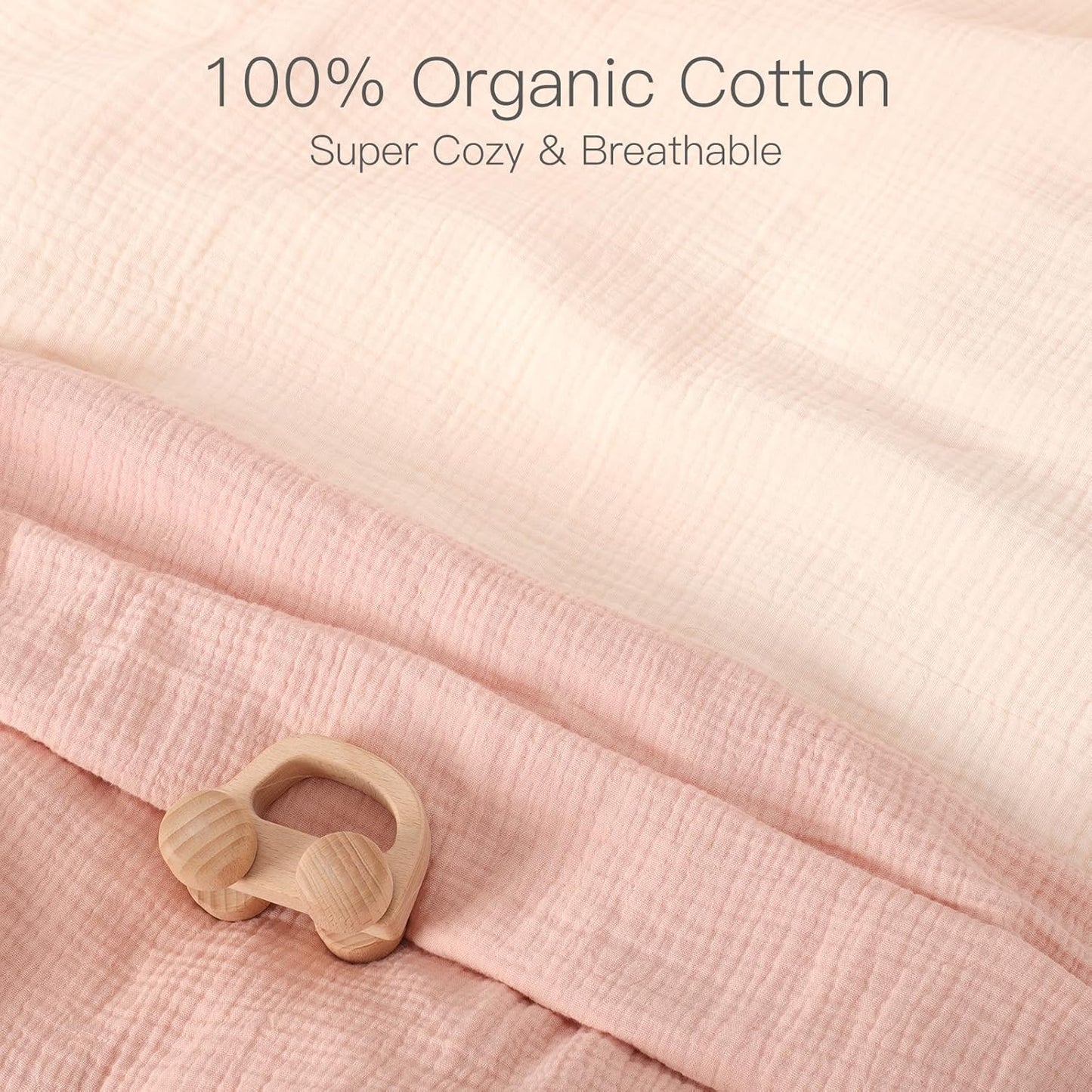 100% Organic Cotton Muslin Baby Fitted Crib Sheets 2 Pack 52x28 Inches Cream&Muted Pink, Ultra Breathable and Soft Sheet Fits Standard Crib Mattress Sheet Neutral Toddler Bedding for Baby Boys Girls