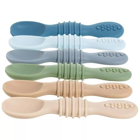 12-Pack Glass Baby Food Storage Jars with Lids, 6-Pack Silicone Baby Self-Feeding Spoons – BPA-Free, Leakproof, Freezer Safe Jars