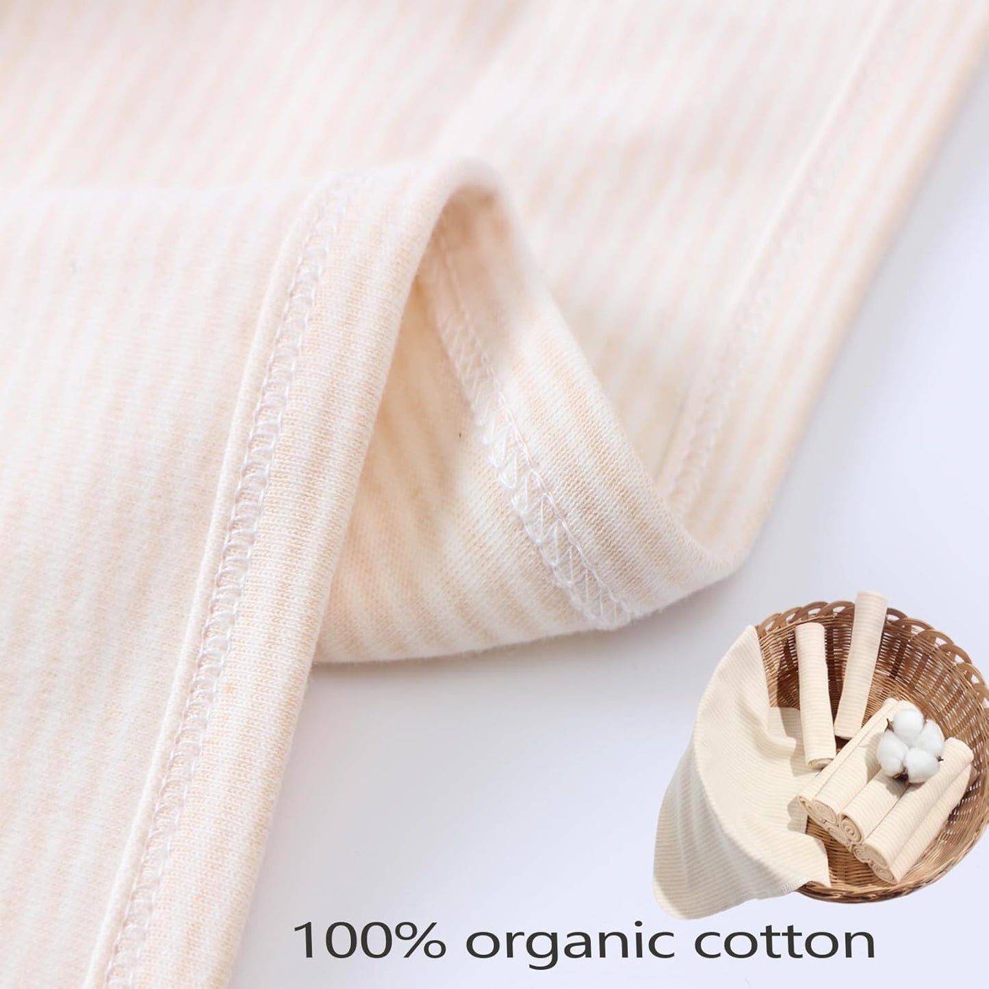 10-Pack Organic Cotton Baby Washcloths | Ultra-Soft Newborn Face Bath Towel - Reusable Baby Wipes for Delicate Skin Thin & Lightweight, Perfect for Babies, Kids, Toddlers, Infant (Stripes)