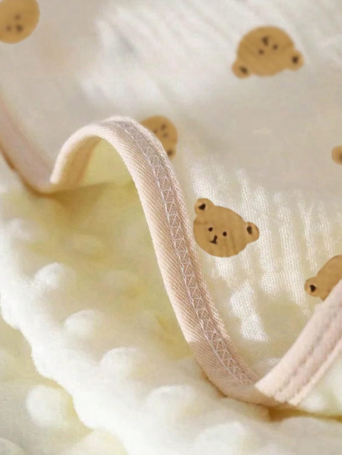 Baby Swaddel Blanket Cotton Muslin,Baby Receiving Blankets for Unisex Girls Boys, Neutral Toddler Fluffy Infant Newborn Nuilt Crib,Thick Crib Bedding Dotted Backing Double Layer 31"x31" (Bear Head)