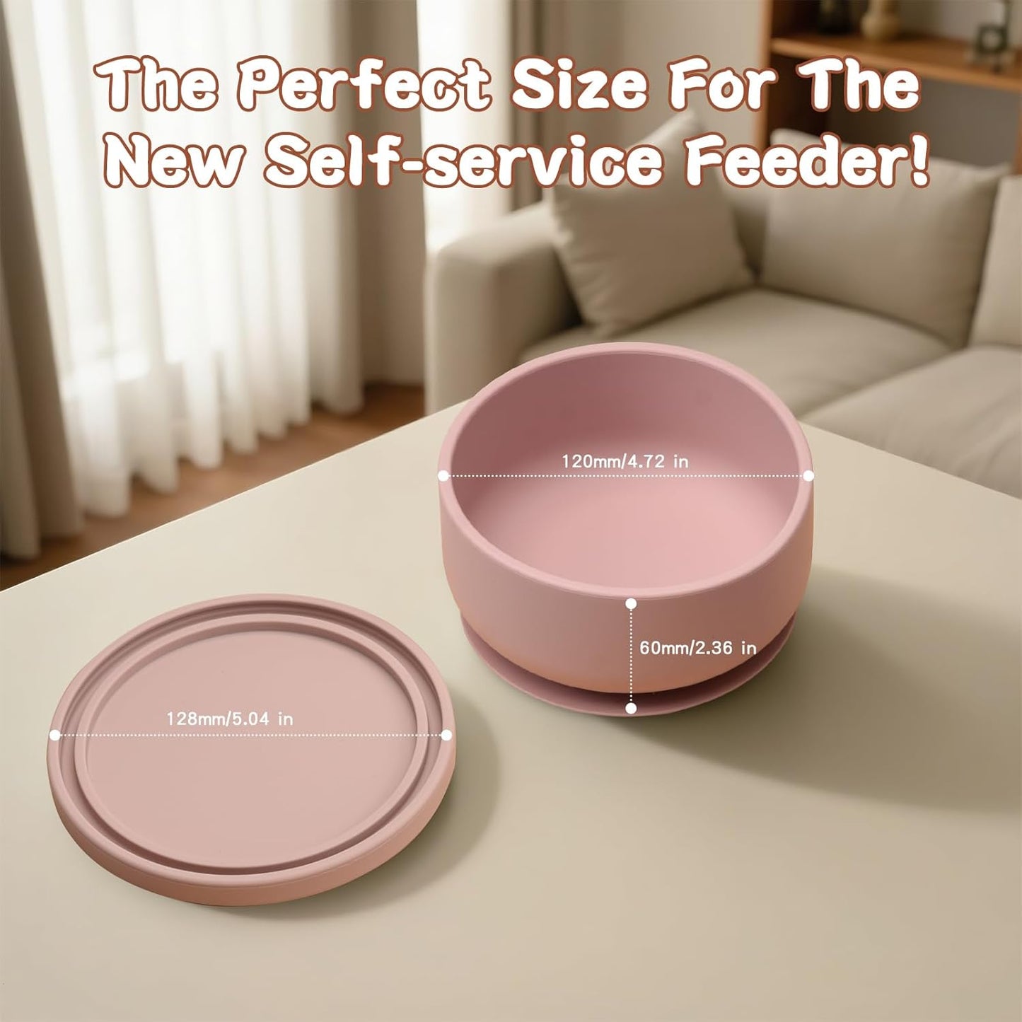 2-Pack Baby Bowls with Suction - Silicone Bowl with Lid, Non-Slip Suction Bowls for Baby, Feeding Bowl for Baby Led Weaning - Dishwasher Safe, Toddler Bowls for High Chair & Travel (Pink+Grey)