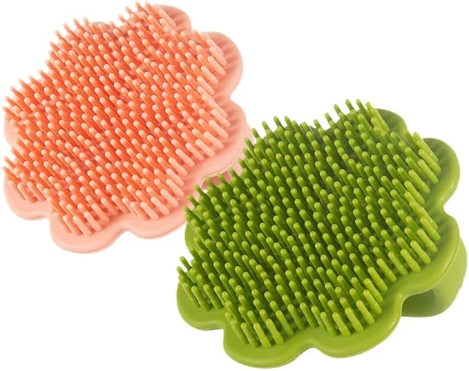2Pcs Silicone Hair Brush and Scalp Scrubber for Newborns Gentle Hair Care Tool for Daily Bath Routine