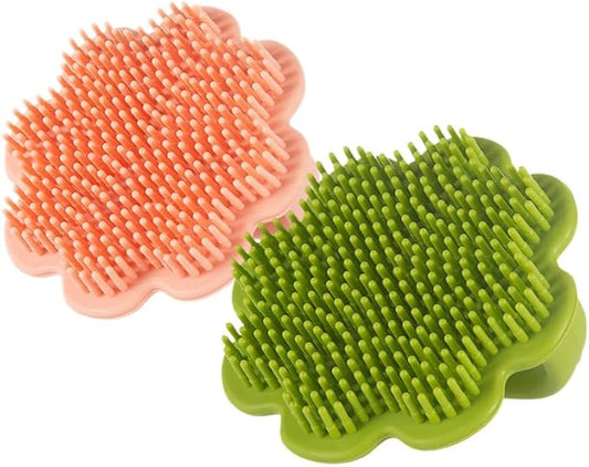 2Pcs Silicone Hair Brush and Scalp Scrubber for Newborns Gentle Hair Care Tool for Daily Bath Routine