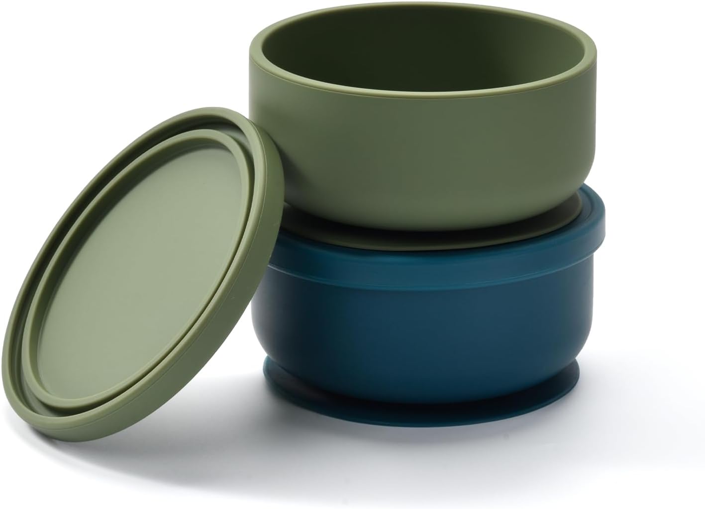 2-Pack Baby Bowls with Suction - Silicone Bowl with Lid, Non-Slip Suction Bowls for Baby, Feeding Bowl for Baby Led Weaning - Dishwasher Safe, Toddler Bowls for High Chair & Travel (Pink+Grey)