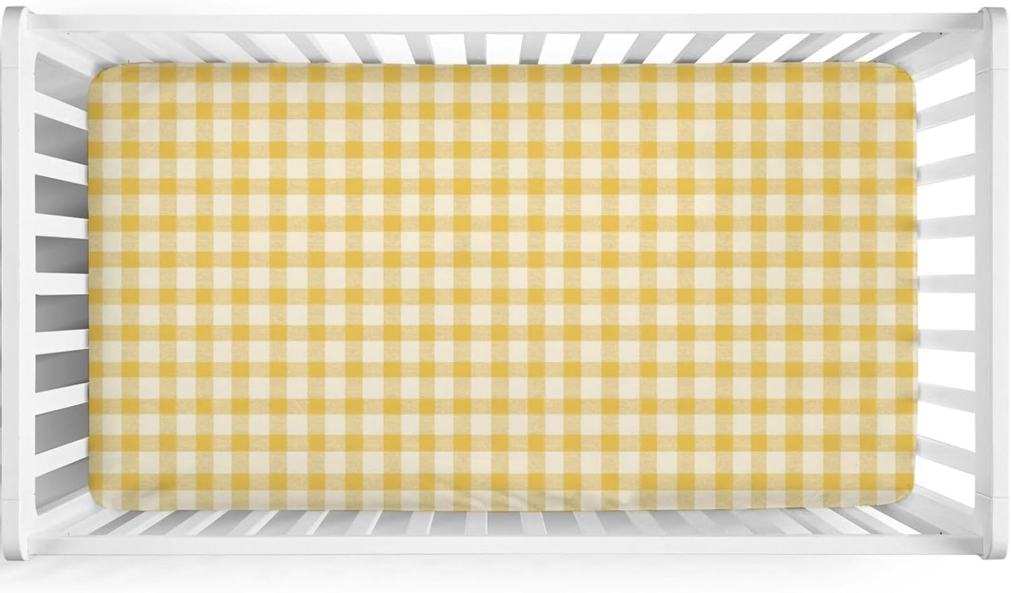 Blue and White Checks Baby Crib Sheets for Boys Girls Watercolor Gingham Checkered Soft Snug Fitted Newborn Bedding Nursery Baby Sheets 52x28 Buffalo Plaids Standard Crib Mattress Covers