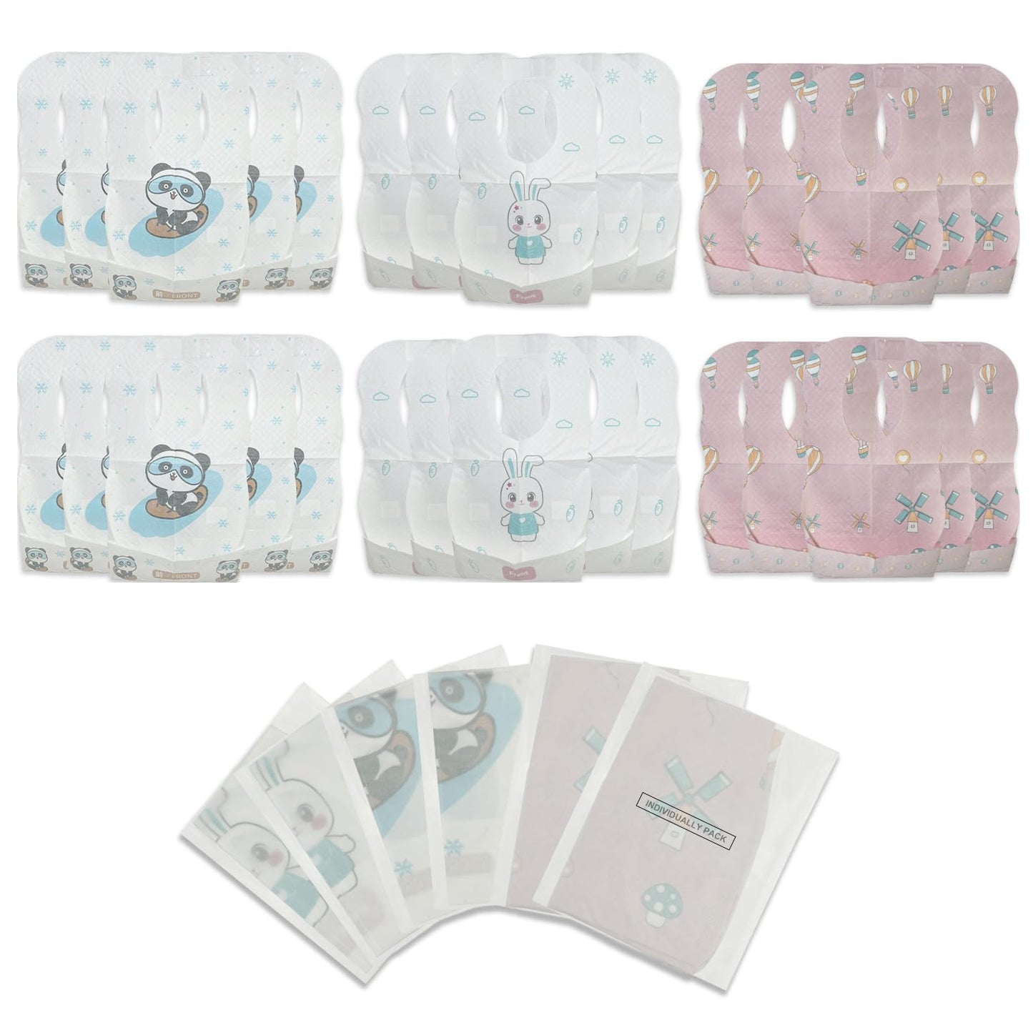 10 Pcs Disposable Bibs, Individually Packaged with Catcher and Leakproof Liner for Toddler Feeding, Baby Travel Essential