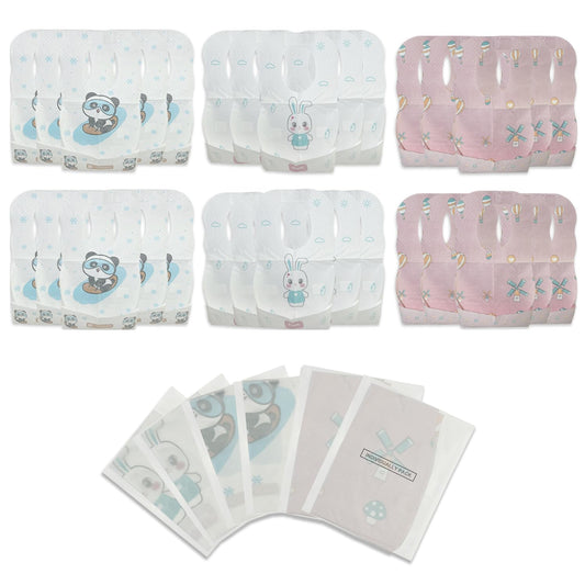 10 Pcs Disposable Bibs, Individually Packaged with Catcher and Leakproof Liner for Toddler Feeding, Baby Travel Essential