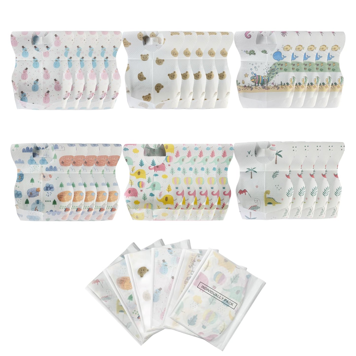 10 Pcs Disposable Bibs, Individually Packaged with Catcher and Leakproof Liner for Toddler Feeding, Baby Travel Essential