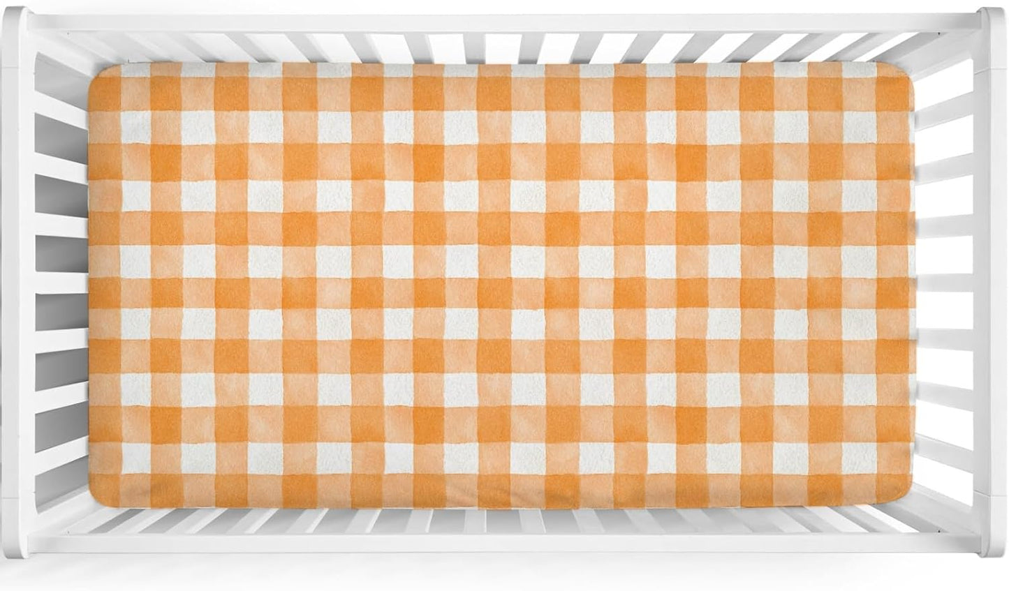 Blue and White Checks Baby Crib Sheets for Boys Girls Watercolor Gingham Checkered Soft Snug Fitted Newborn Bedding Nursery Baby Sheets 52x28 Buffalo Plaids Standard Crib Mattress Covers