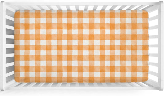 Blue and White Checks Baby Crib Sheets for Boys Girls Watercolor Gingham Checkered Soft Snug Fitted Newborn Bedding Nursery Baby Sheets 52x28 Buffalo Plaids Standard Crib Mattress Covers