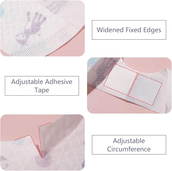 10 Pcs Disposable Baby Bibs, Baby Bibs for Eating, Disposable Bibs for Toddlers 1-3, Travel & Daycare Essentials, for Toddler Feeding, Individually Packaged with Catcher and Leakproof Liner