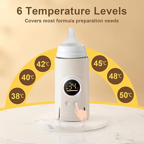 18W Portable Baby Bottle Warmer for Travel – Fast, Waterless Milk Heater for Breastmilk & Formula | USB Rechargeable Bottle Warmer with Precise Temperature Control – Essential for On-The-Go Feeding