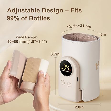 18W Portable Baby Bottle Warmer for Travel – Fast, Waterless Milk Heater for Breastmilk & Formula | USB Rechargeable Bottle Warmer with Precise Temperature Control – Essential for On-The-Go Feeding