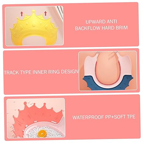 2PCS Baby Shower Cap Adjustable Crown Shape Baby Hair Washing Shield Waterproof Lightweight Plastic Bath Visor for Toddlers